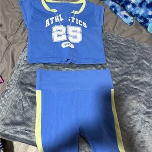 Blue Athletic Crop Top and matching shorts